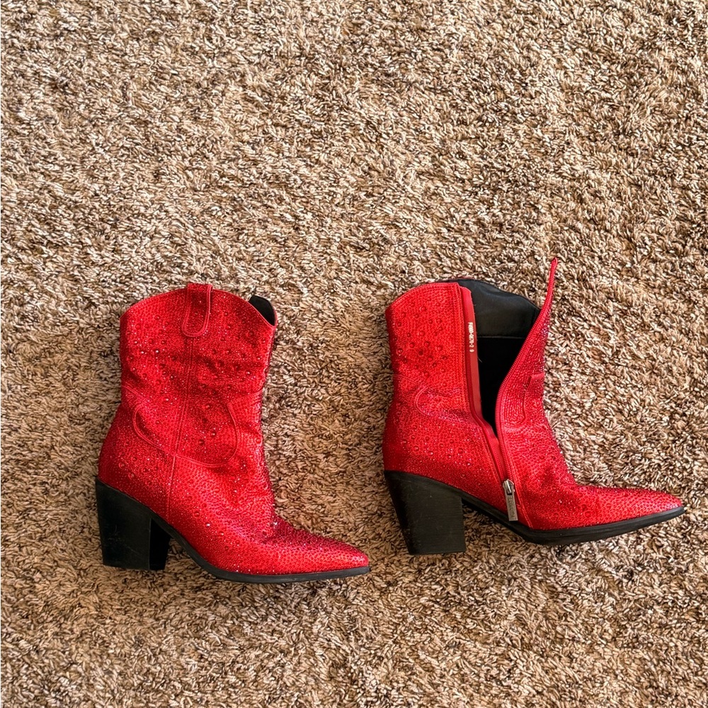 Red Western Ankle Boots